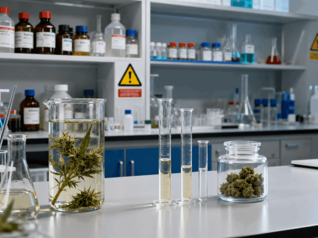 Proceso técnico de extracción de CBD con equipo especializado