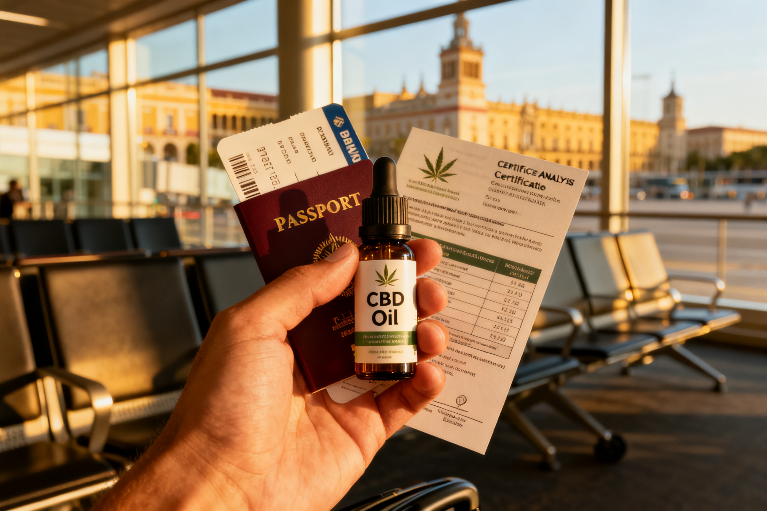 Pasaporte con etiqueta de CBD para viaje legal